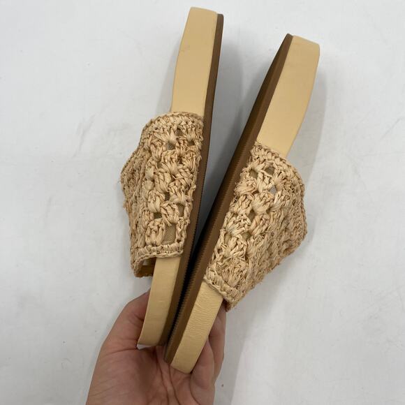 Loeffler Randall Cream Tan weaved slide Henri sandals - Picture 5 of 7